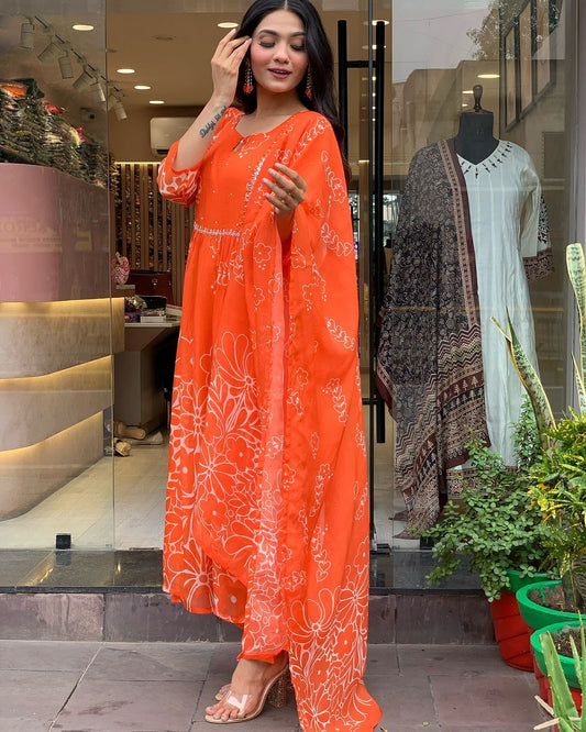 Cool & Classy: Contemporary Orange Kurta Set for Every Mood