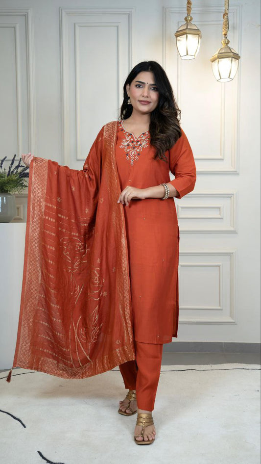 Designer Orange Kurta Set – Traditional & Modern Fusion Look