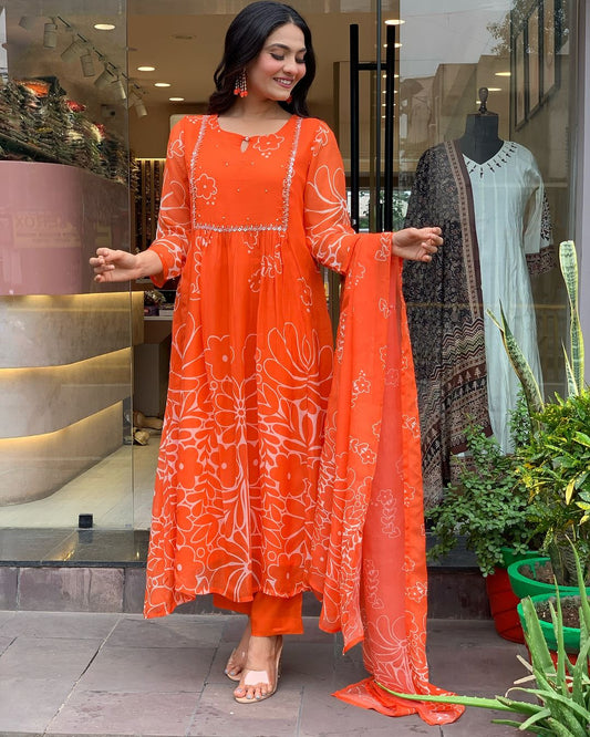 Cool & Classy: Contemporary Orange Kurta Set for Every Mood