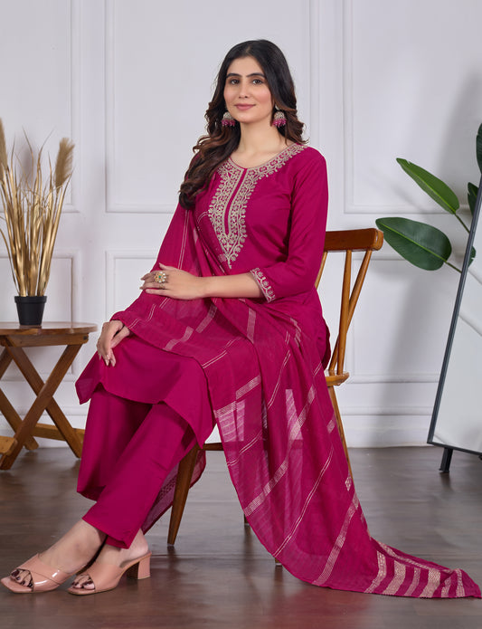 Bold & Beautiful Dark Pink Kurta Set