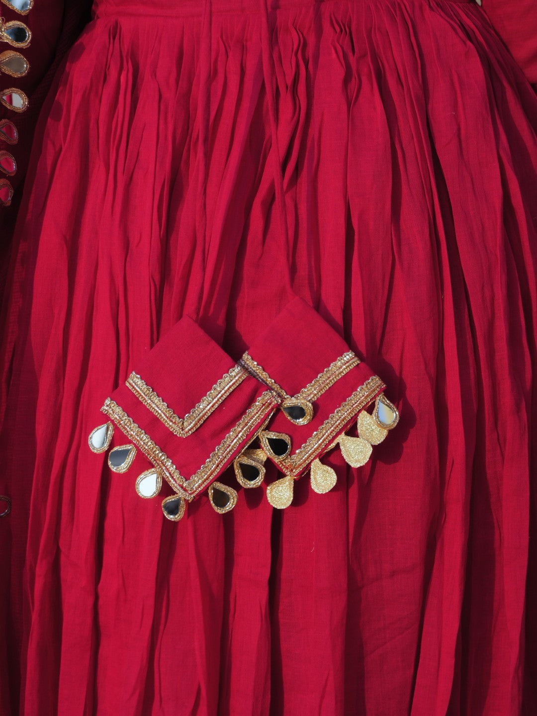 Graceful Crimson Red V-Neck Anarkali Suit for Festivities