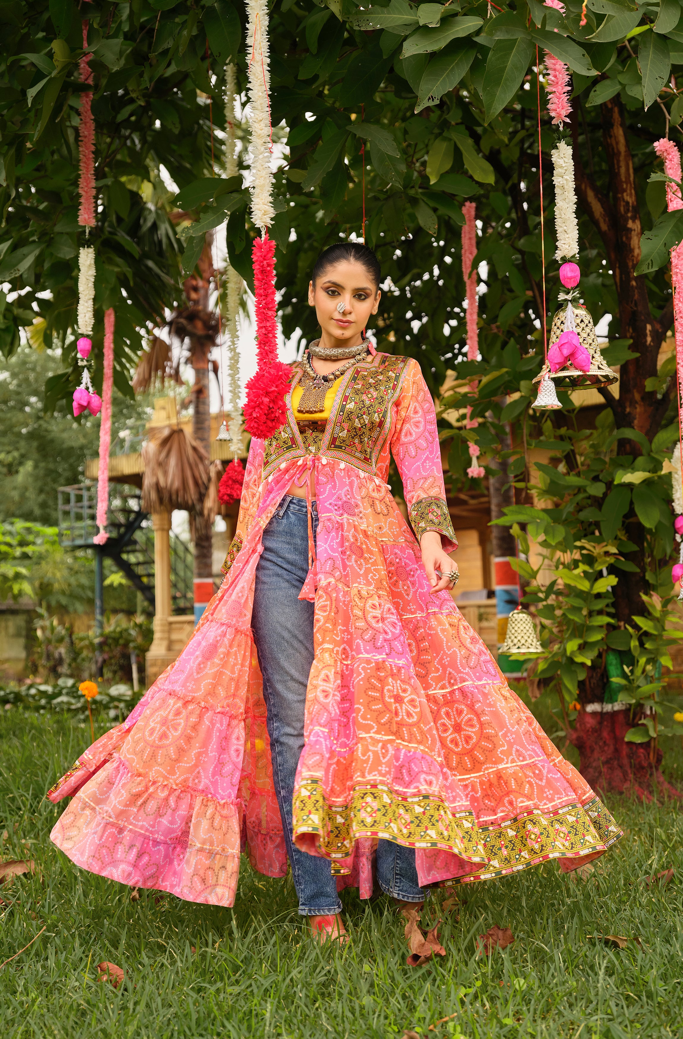 Festive Flared Ethnic Kurti Dress