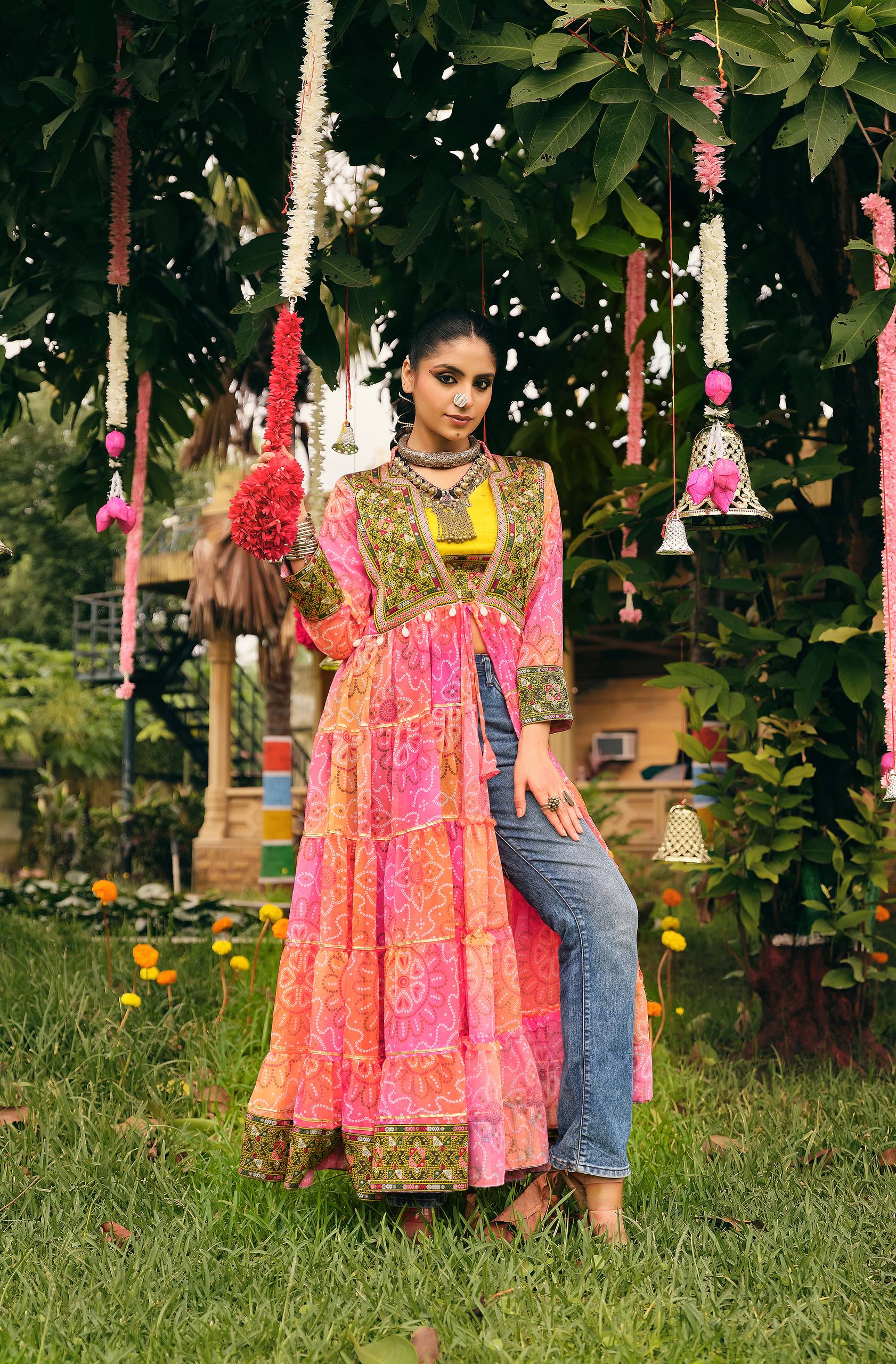 Festive Flared Ethnic Kurti Dress