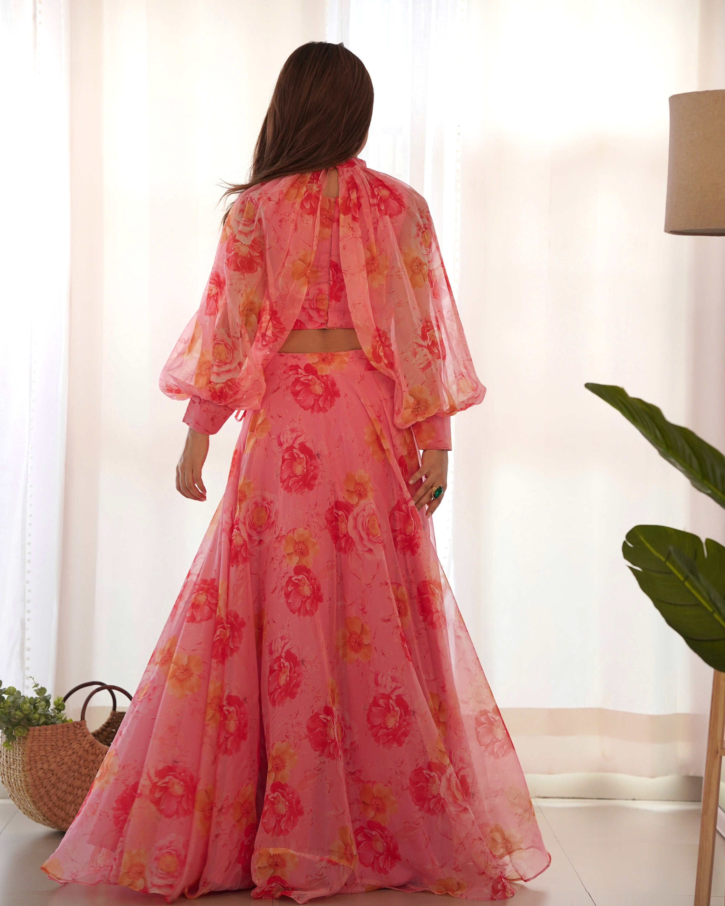 Pink Floral Lehenga Choli for Women – Designer Printed Party Wear Lehenga Set with Dupatta