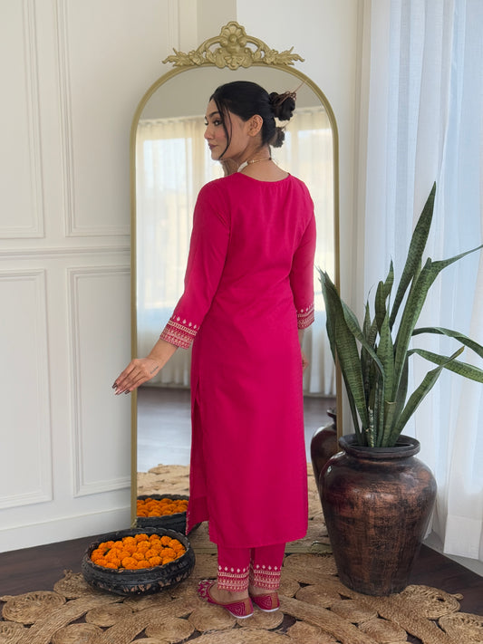 Rose Quartz Pink Kurta Set with Dupatta for women