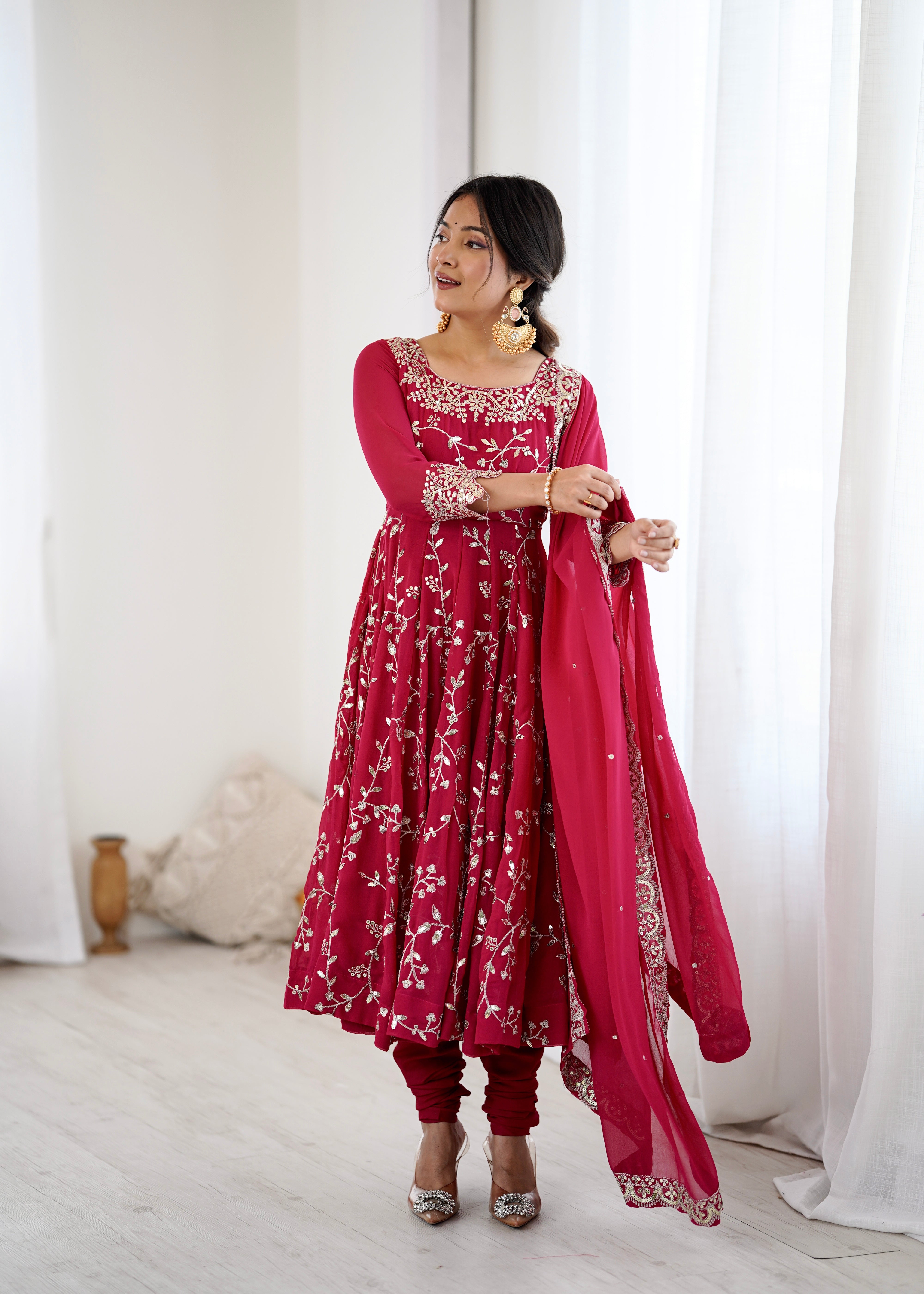 Designer Embroidered Anarkali Suit Set with Dupatta