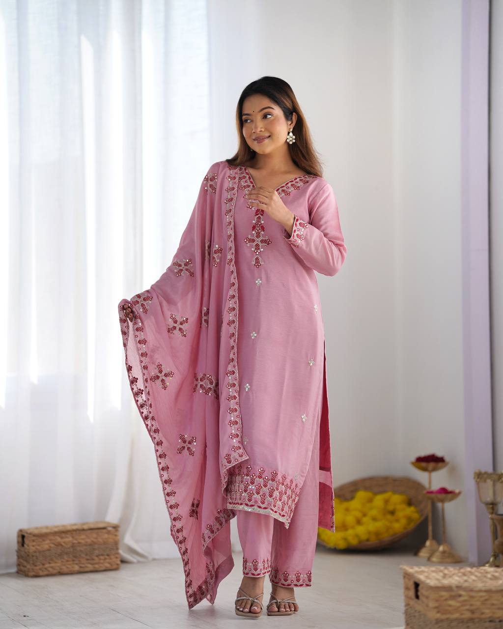 Embroidered Kurta Set with Dupatta (Multi Color) | Festive & Ethnic Wear for Women