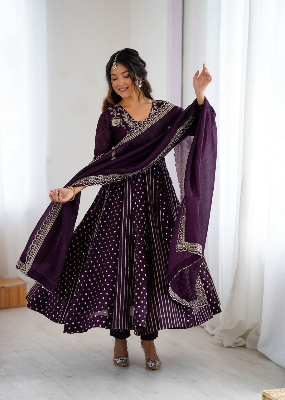 Flared Anarkali Suit Set with Dupatta (Multi Color) | Festive & Party Wear Ethnic Outfit