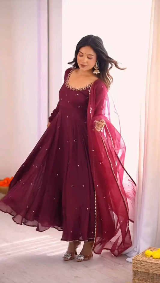 Royal Wine Flow Anarkali Ensemble