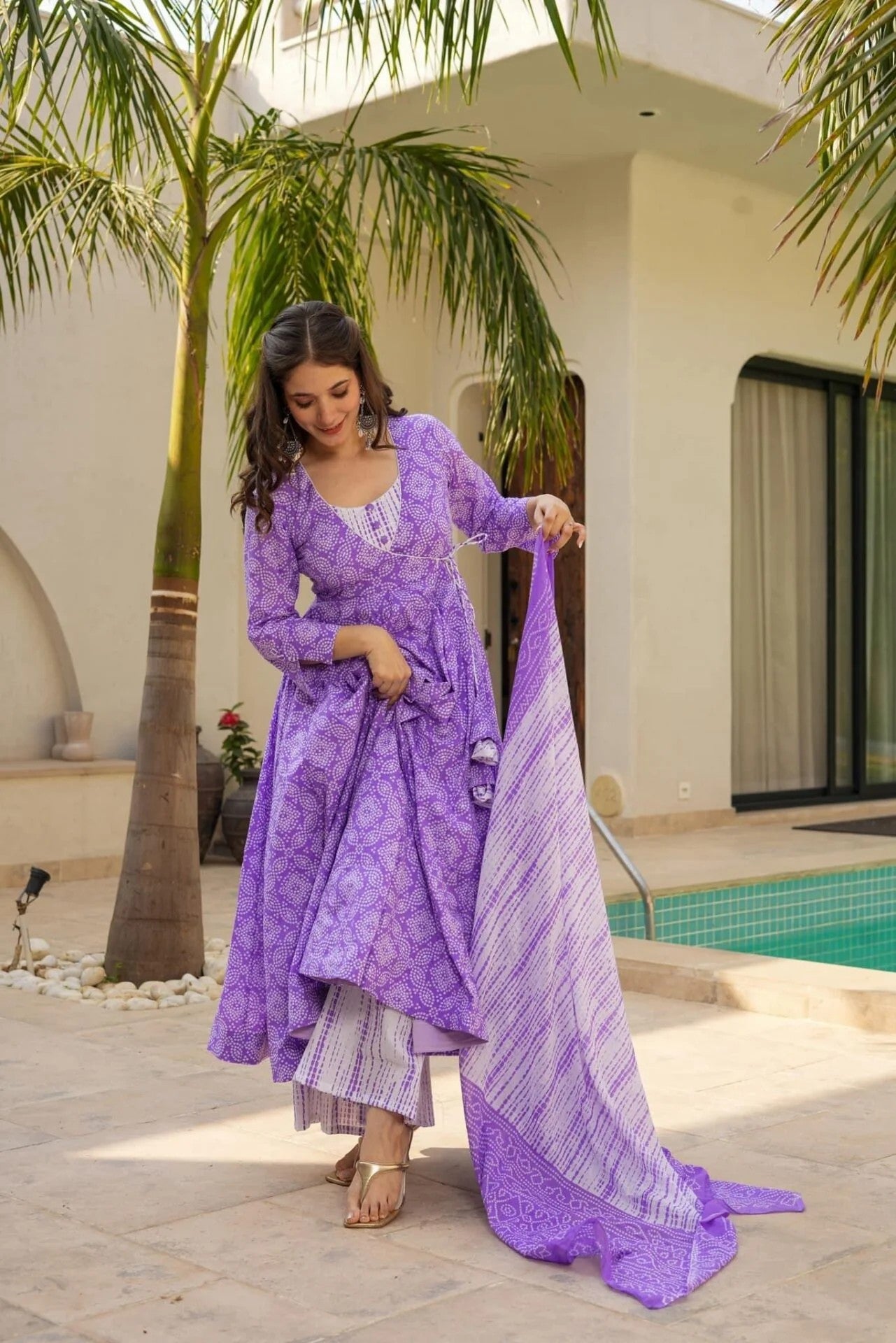 Printed Anarkali Kurta Set for Women