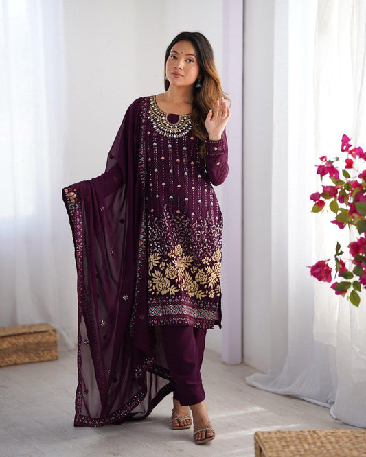 Festive Radiance Purple Kurta  Set Ensemble