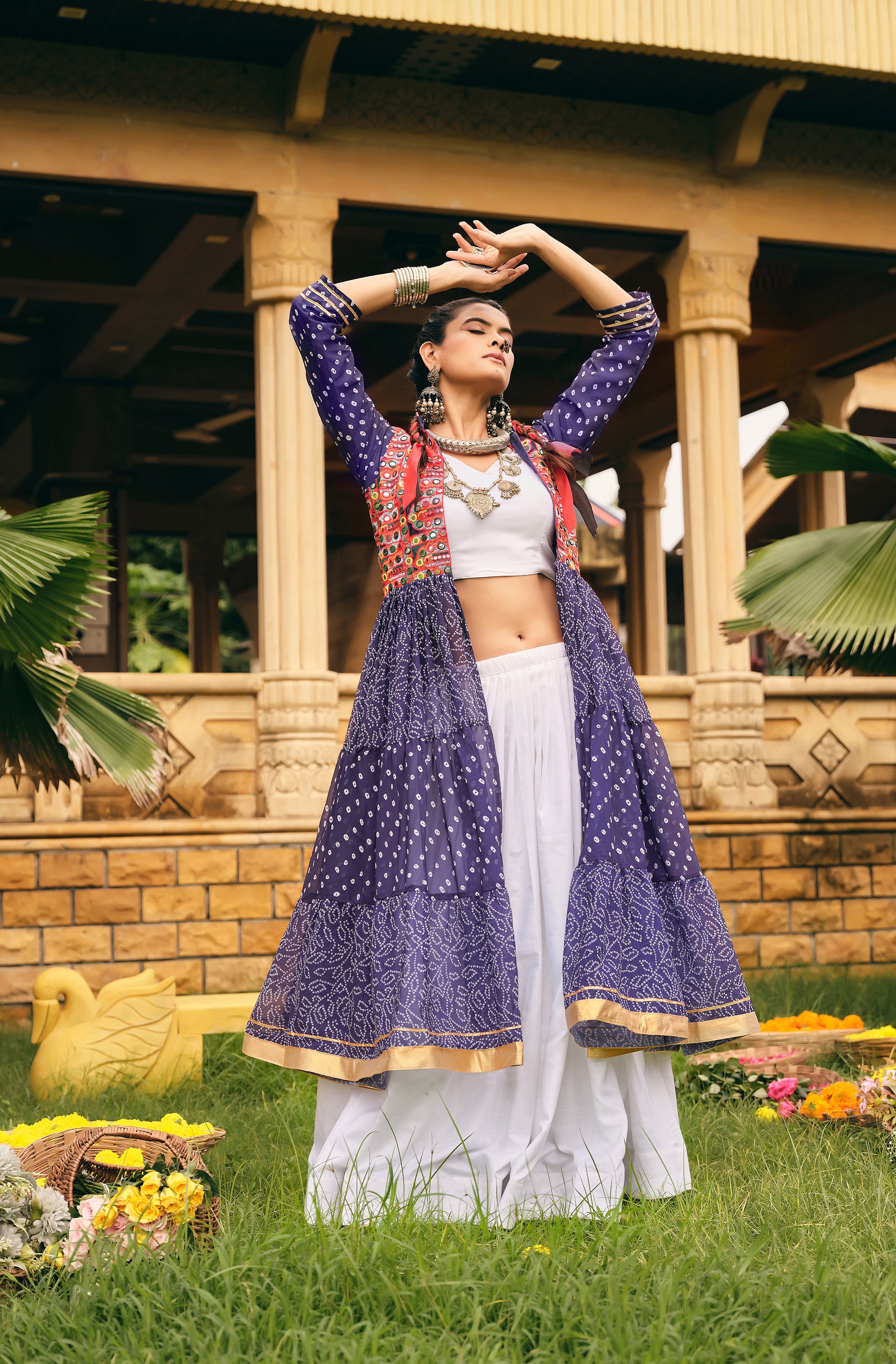 Purple Lehenga Set with Multicolor Embroidered Jacket
