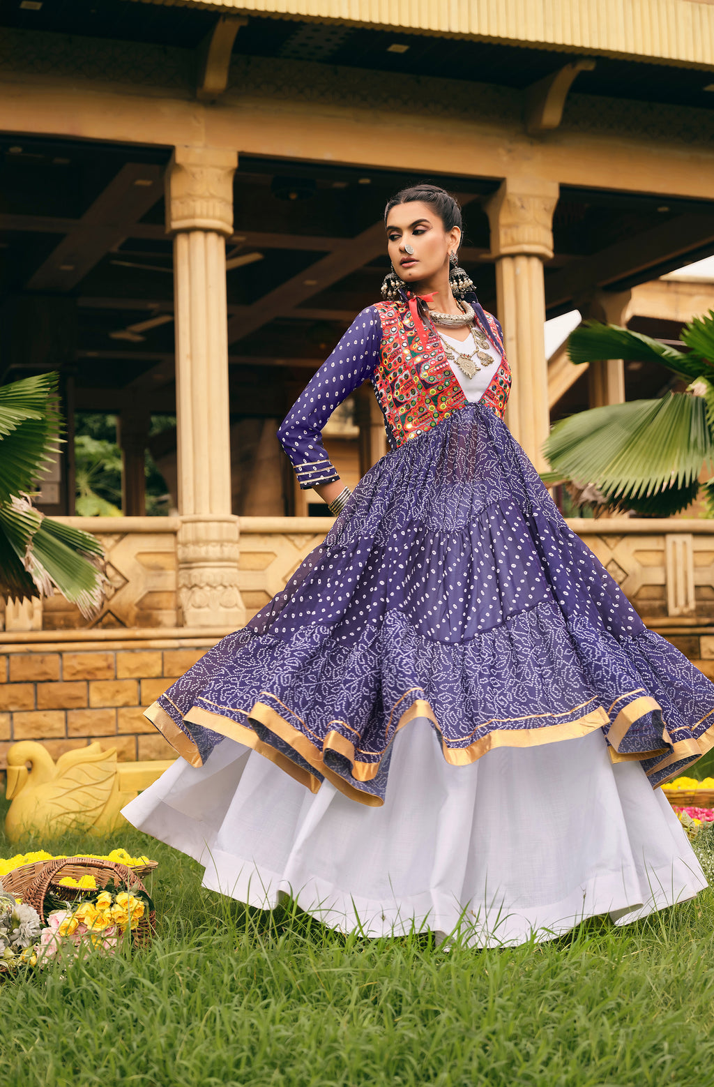 Purple Lehenga Set with Multicolor Embroidered Jacket
