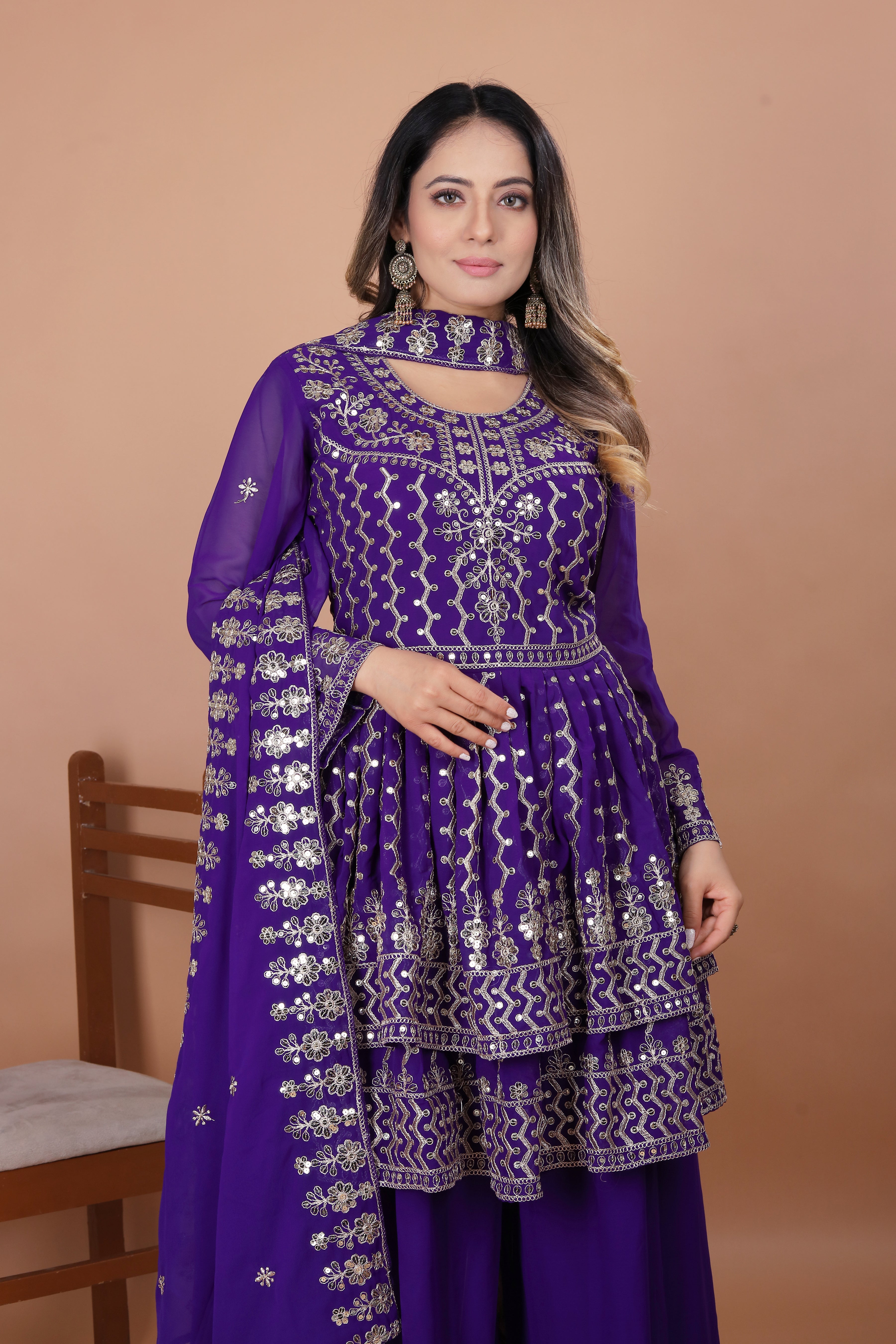Embroidered Neck Kurta Set