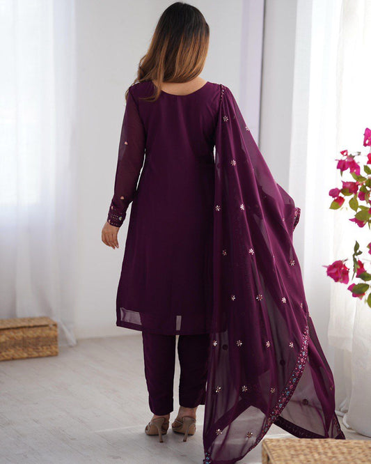 Festive Radiance Purple Kurta  Set Ensemble