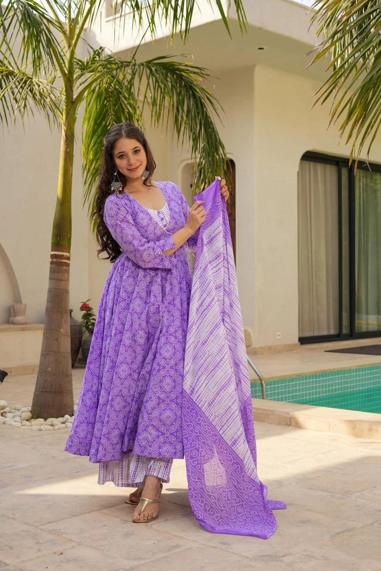 Printed Anarkali Kurta Set for Women