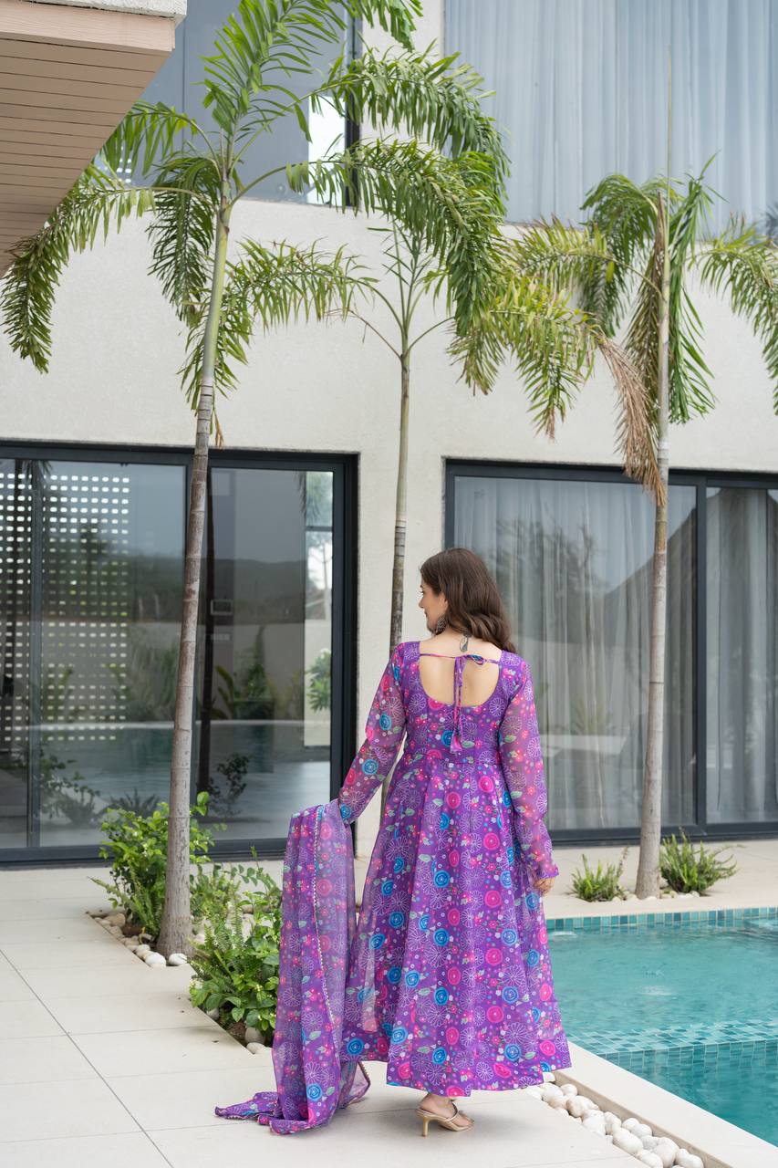 Printed Anarkali Kurta Set for Women