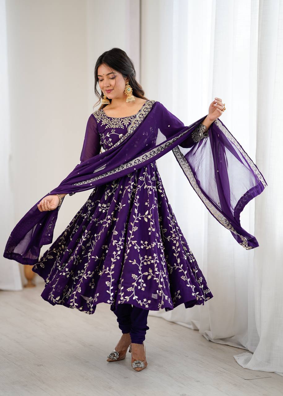 Designer Embroidered Anarkali Suit Set with Dupatta