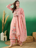 Peach Embroidered Kurta Set with Dupatta | Soft Festive & Ethnic Wear Suit