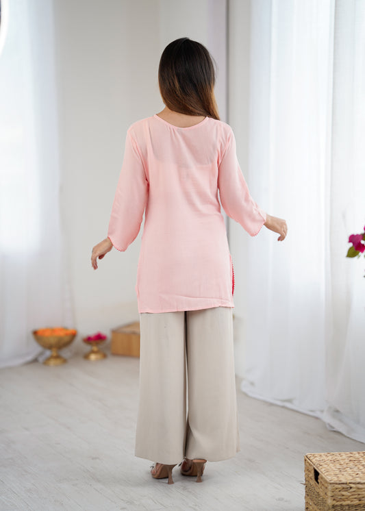 Chic Blush Pink Top for Women – Designer Ethnic Look