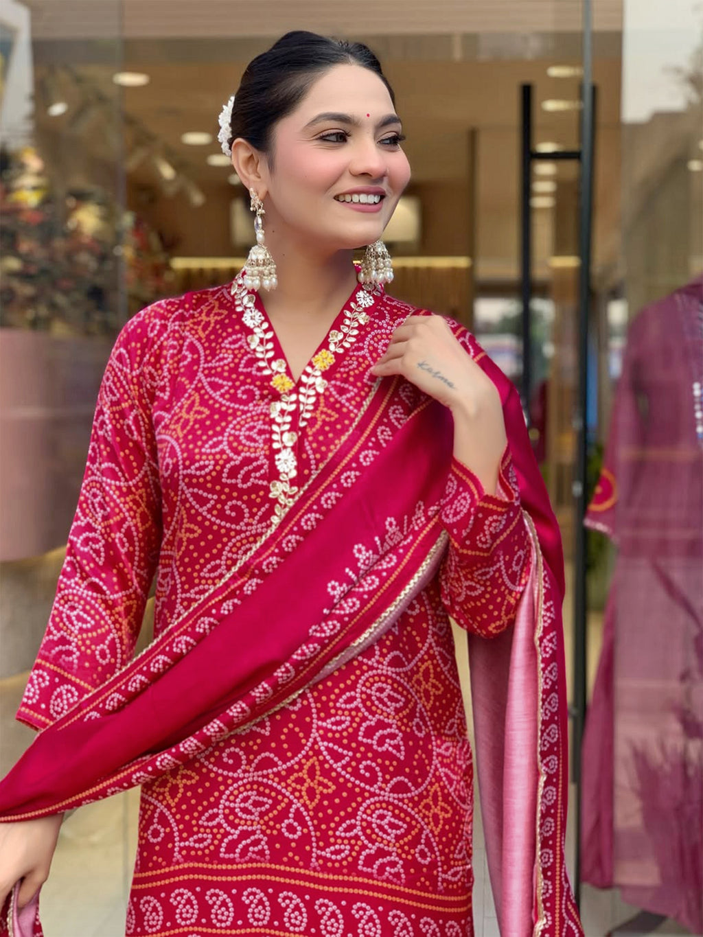 Festival Silk Pink Kurta set For Women