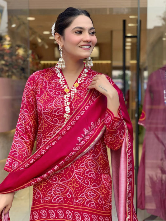 Festival Silk Pink Kurta set For Women