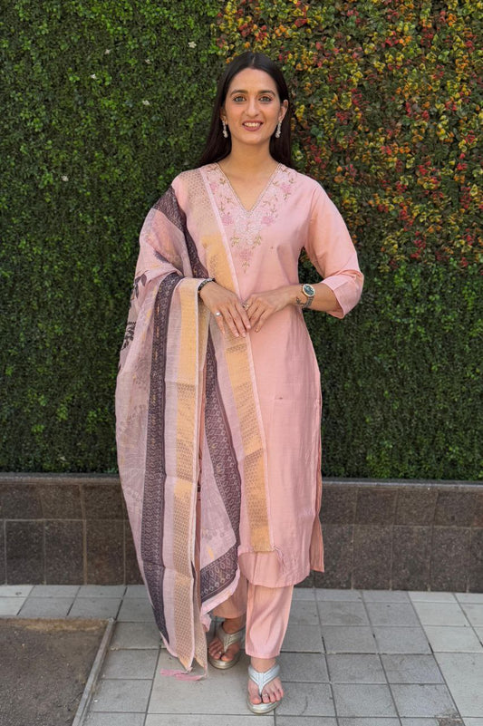 Classic Pink Kurta Set For Women