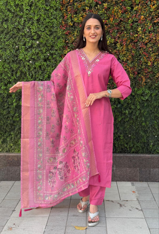 Blush Glow Kurta Outfit For Women