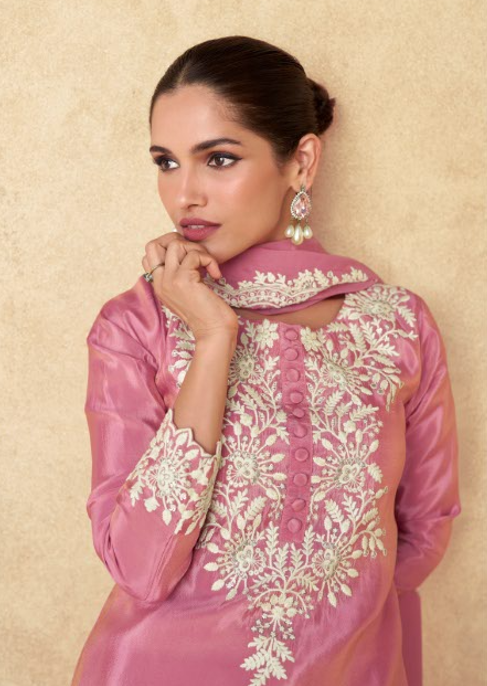 Pink Embroidered Kurta Sharara Set with Dupatta