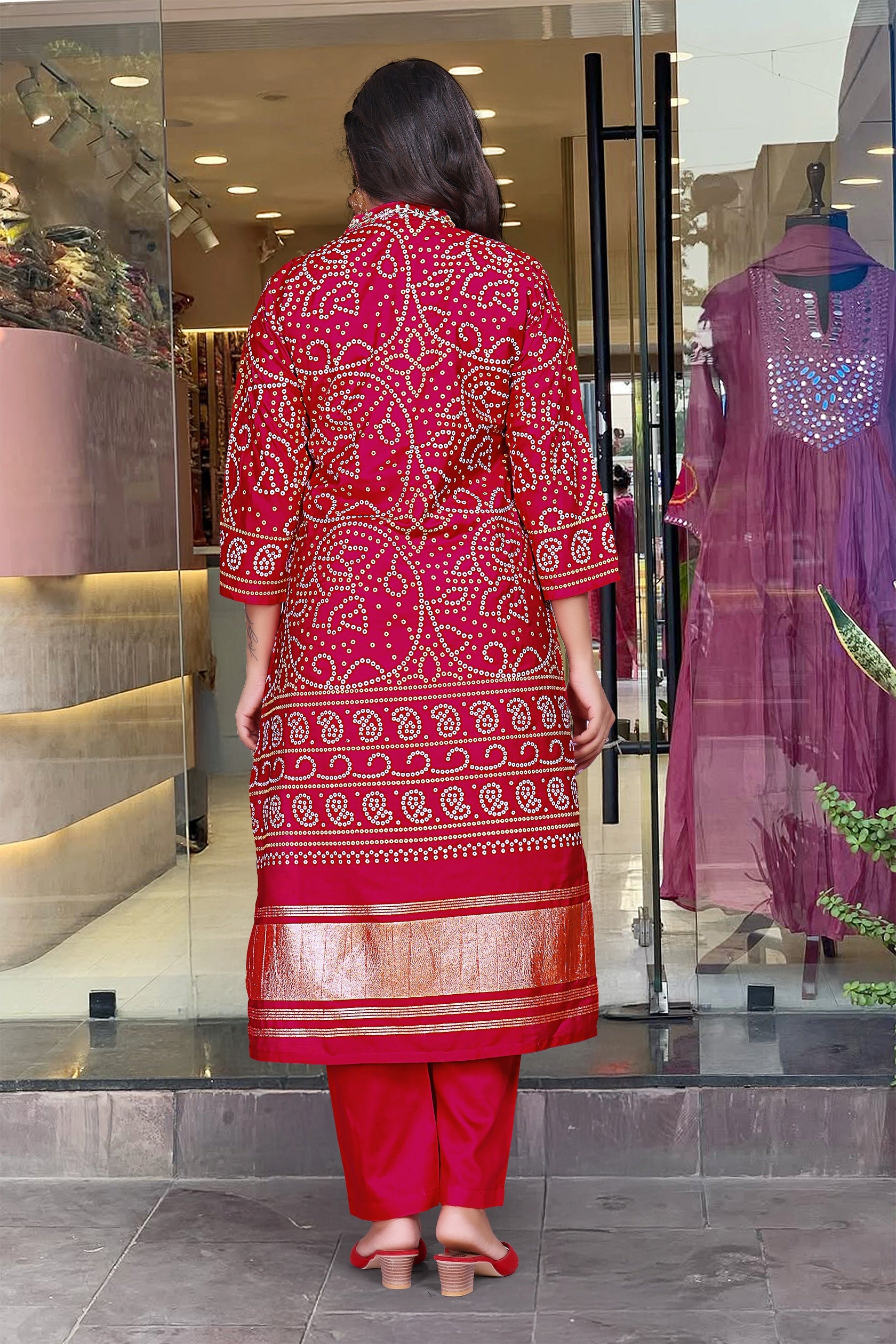 Festival Silk Pink Kurta set For Women