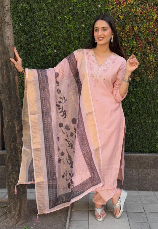 Classic Pink Kurta Set For Women