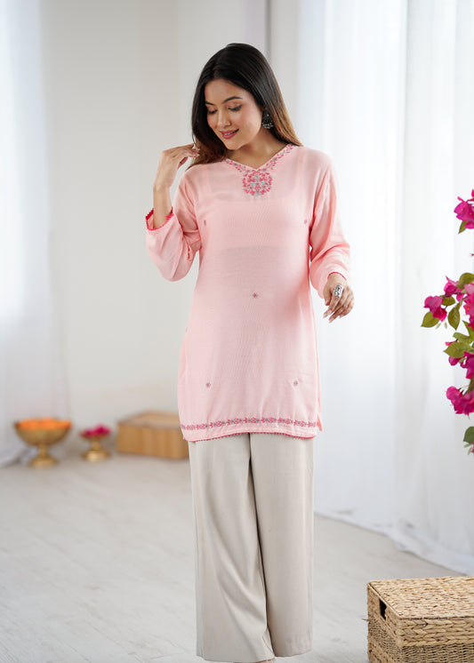 Chic Blush Pink Top for Women – Designer Ethnic Look