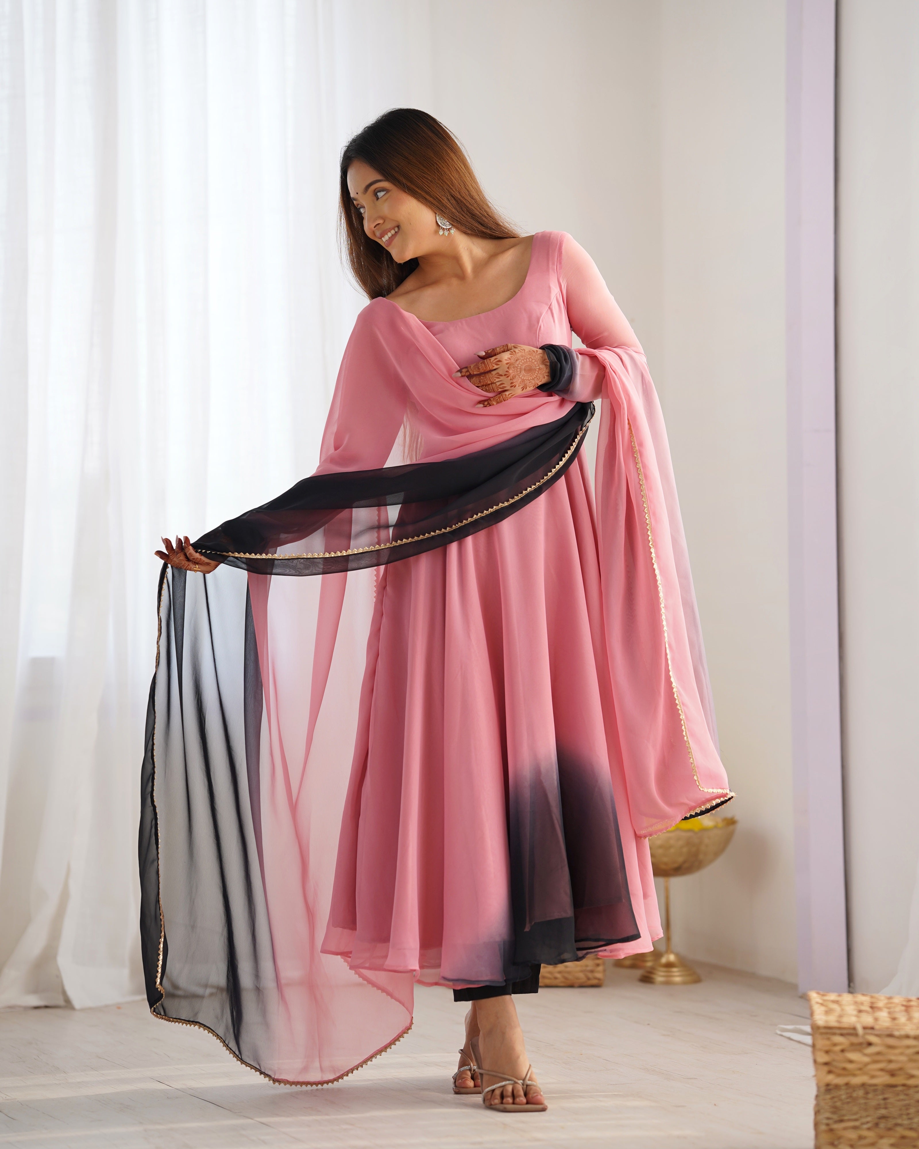 Pink Designer Anarkali Suit with Elegant Flare for Festive Wear