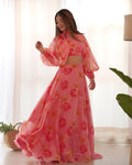Pink Floral Designer Lehenga Choli for Women with Printed Blouse and Flowy Skirt