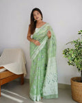 Printed Cotton Silk Saree with Elegant Border