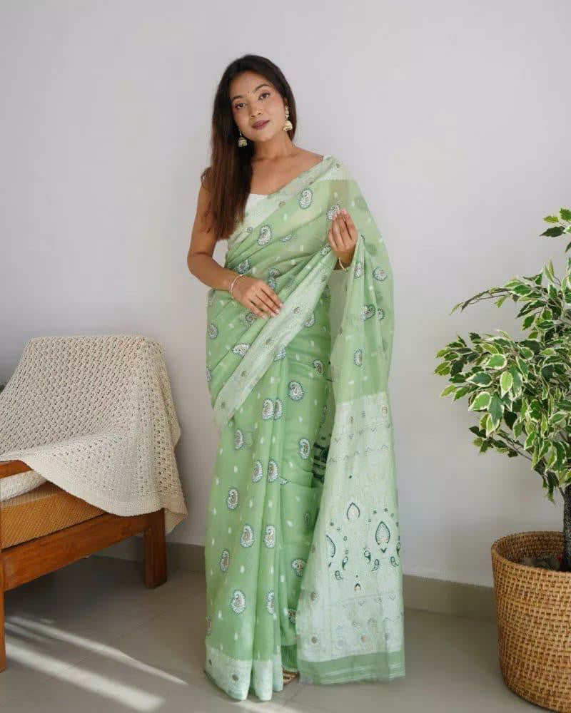 Printed Cotton Silk Saree with Elegant Border