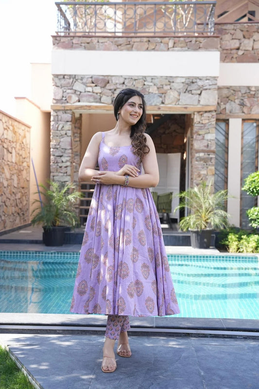 Solid Purple Ethnic Kurta Set for women