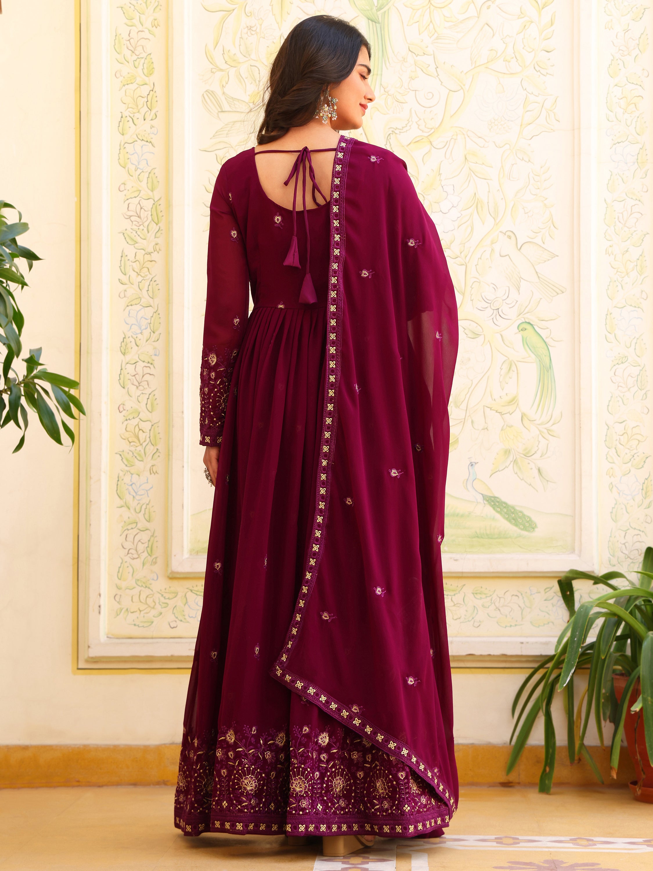 Berry Purple Anarkali Kurti with Dupatta for Women
