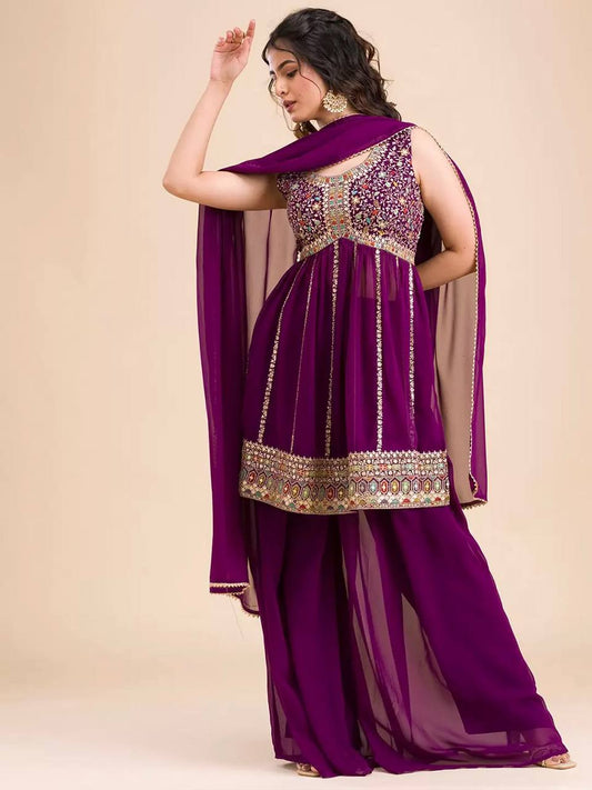 Elegant Purple Sharara Set for Women – Party & Festive Ethnic Wear