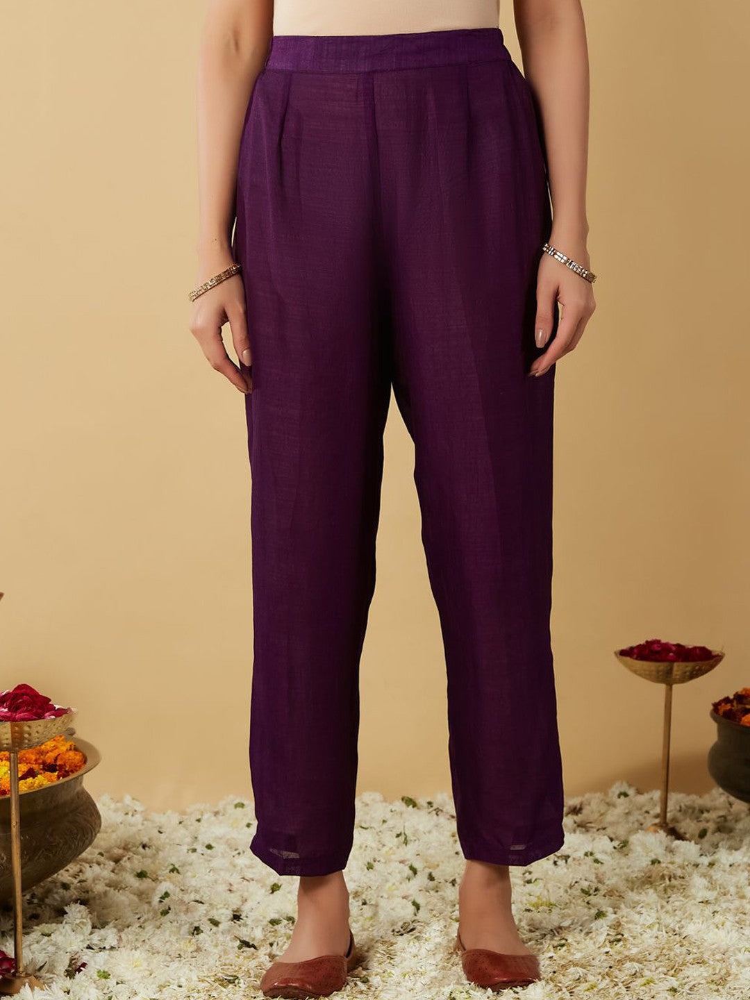 Purple Embroidered Anarkali Kurta Set with Dupatta