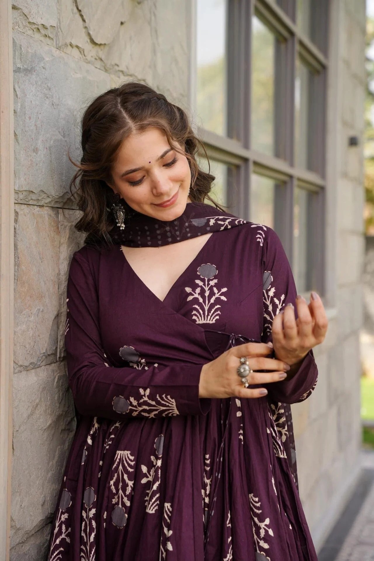 Ethenic Purple Kurta Set For Women