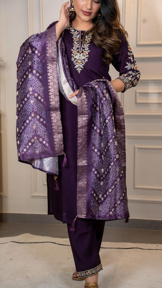 Vibrant Purple Kurta Set for Weddings & Parties