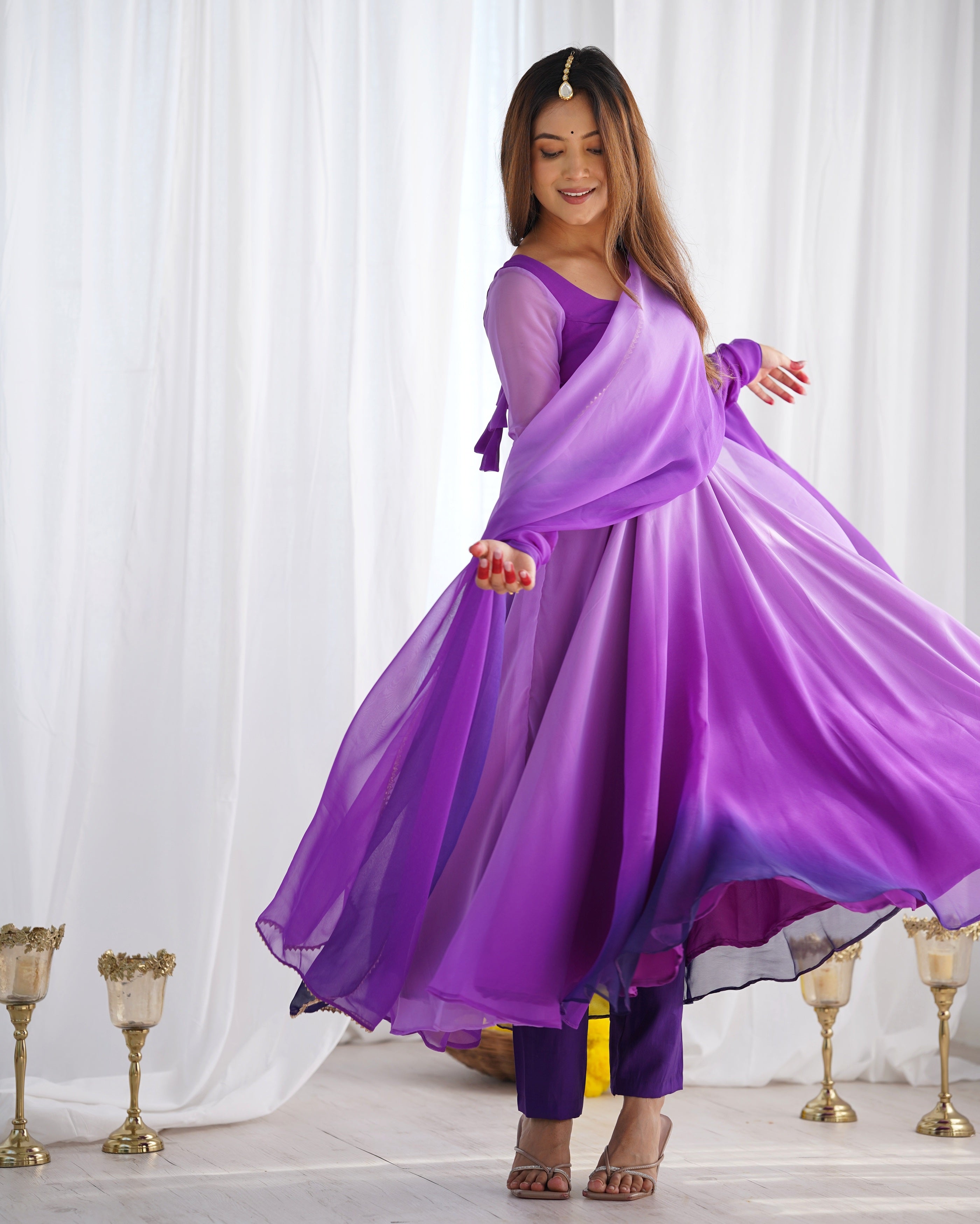 Purple Designer Anarkali Suit for Women Party Wear Ethnic Dress