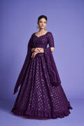 Purple Lehenga Set with Sequin Motifs