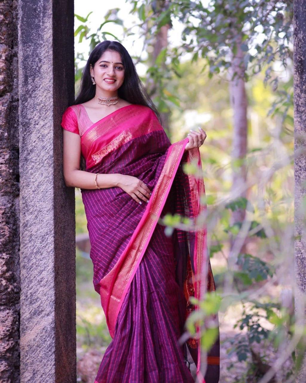 Purple & Pink Silk Saree