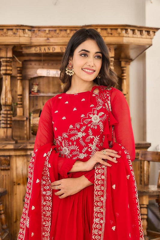 Effortless Glamour Red Anarkali For Women