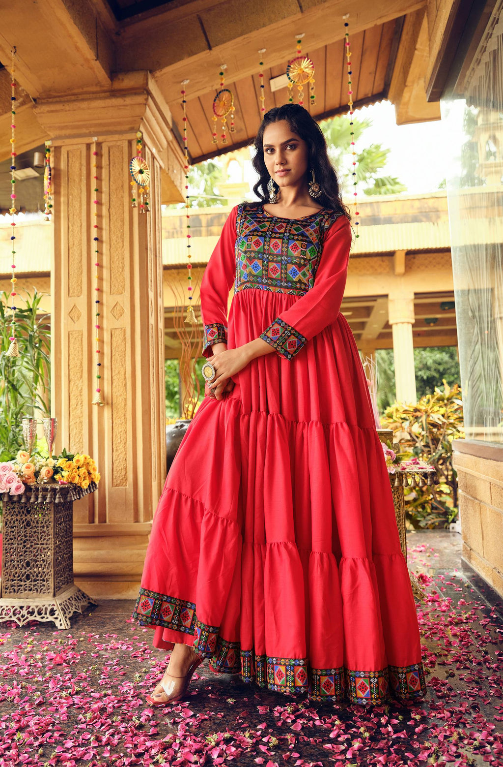 Red Embroidered Kurti for Women