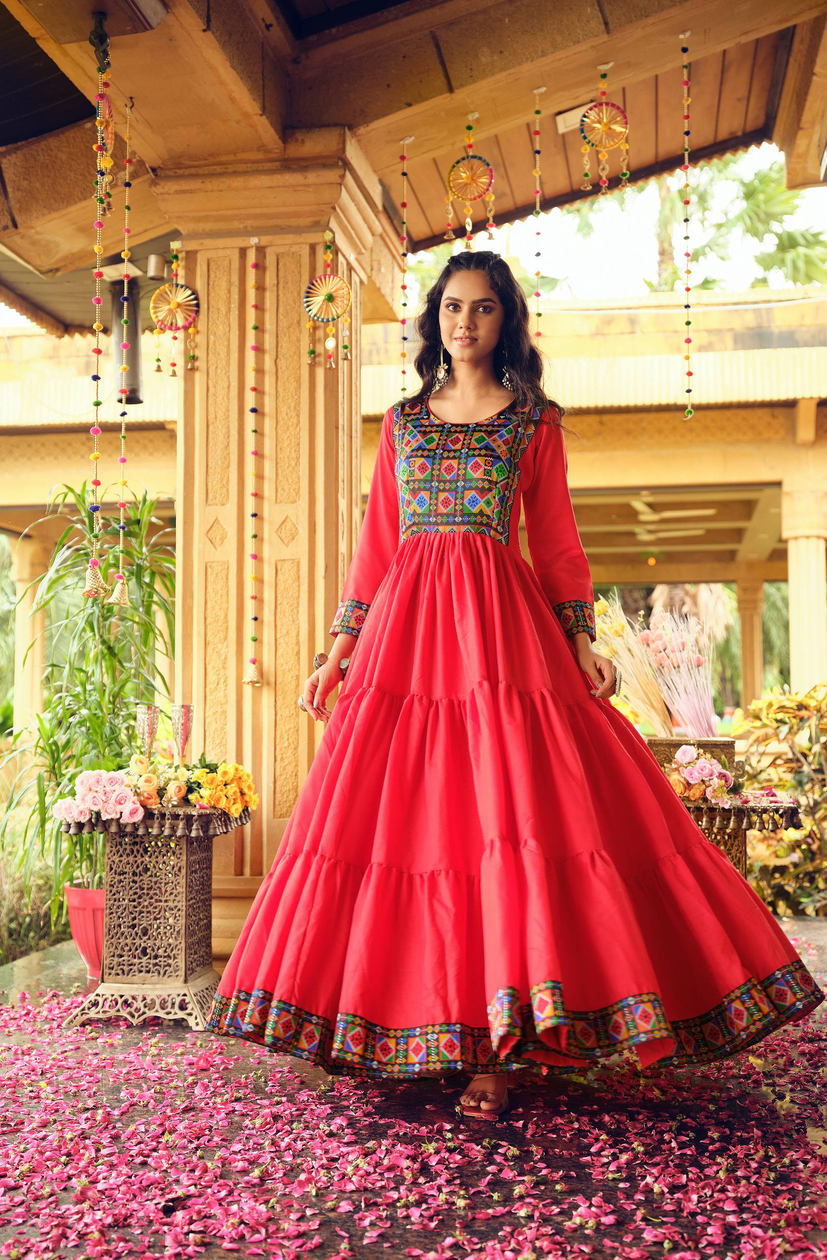 Red Embroidered Kurti for Women
