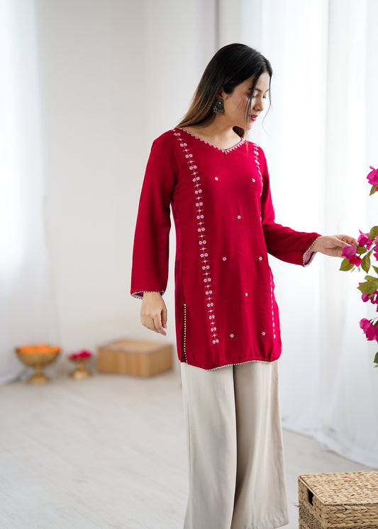 Trendy Maroon Red Tunic – Comfortable Everyday Fashion