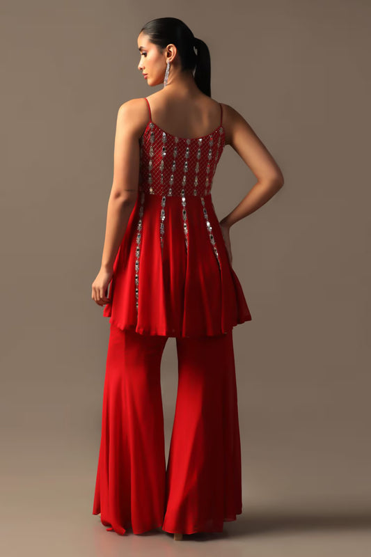 Crimson Charm Ethnic Sharara Suit